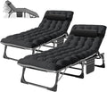 Barbella Folding Lounge Chair with Mattress, 4 Position Adjustable Folding Sleeping Bed Cot Patio Chaise Lounge Chairs Perfect for Sunbathing, Camping, Pool, Beach, Patio