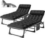 Barbella Folding Lounge Chair with Mattress, 4 Position Adjustable Folding Sleeping Bed Cot Patio Chaise Lounge Chairs Perfect for Sunbathing, Camping, Pool, Beach, Patio