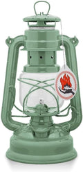 Feuerhand Baby Special 276 Storm Lantern - Made in Germany Since 1893 - Petroleum Lamp Made of Powder-Coated Steel and Shatterproof Glass - Sage Green