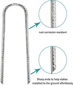 Eurmax USA 12 Inch Trampoline Stakes,Heavy Duty Ground Anchors,Trampoline Anchors,U Hook,Tent Stakes for High Wind,Ground Anchor Screw in,Yard Stakes,Galvanized Steel (8 Pack, Silver)