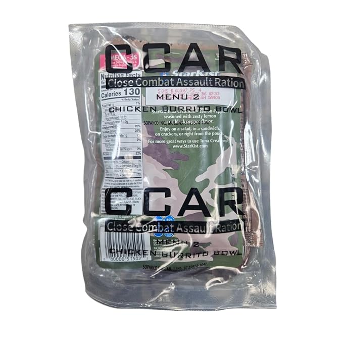 Authentic USGI Close Combat Assault Ration [CCAR] 24 hour MRE - Genuine US Military Meal (Menu 2)