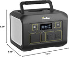Portable Power Station 600W,538Wh Solar Powered Generator with LiFePO4 Battery,Peak 1200W,USB PD 100W Power Supply input/output,Solar Power Bank with 2 AC Outlets