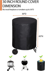 SheeChung Outdoor Fireplace Cover for Fire Sense 01471 Fire Pit,Waterproof Round Grill Cover 30 Inch,Heavy Duty 600D Outside Round Covers for BBQ Grill Smoker,UV Resistant,30"Dx43"H
