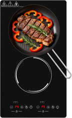 Double Induction Cooktop 2300W, Portable Induction Stove Hot Plate with 9-Level Independent Touch Control, Safety Lock, 2H Timer for Easy & Safe Cooking in Apartments, RVs, Camping and Outdoor