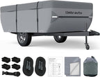 Umbrauto Pop Up Folding Camper Cover Fits 12'-14', Upgraded 7 Layers Top Tent Trailer Cover Waterproof Extra Thick Polypropylene Breathable Ripstop Pop Up Folding Trailer Cover