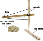 PSKOOK Bow Drill Kit Fire Starter, Primitive Wood, Survival Practice Friction Fire Tool for Scout Outdoor Activity Teaching, Outward Bound Training, Wildness Survival Beginner