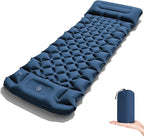 2026 Thicken Inflatable Camping Sleeping Pad with Pillow - Built-in Foot Pump Moisture-Proof Tent Mattress Bed(T2366Dark Blue)