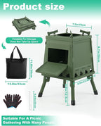 Portable Wood Burning Stove - Lightweight Cast Iron Camp Stove for Backpacking，Portable and Easy-To-Assemble Backpacking Camping Stove Kit (Green, Small)