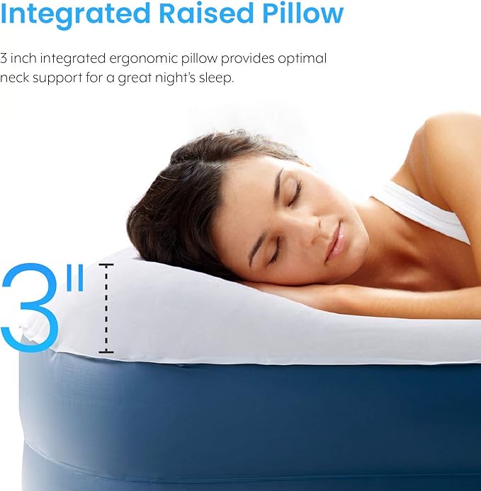 Active Era 20" Twin Air Mattress with Built-in Pump & Raised Pillow - Heavy Duty Puncture Resistant, Waterproof Blow Up Bed (Pack of 2)