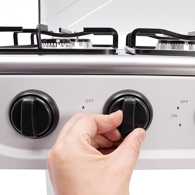 5 Burners Gas Stove Propane Burner Stove Outdoor Gas Grill with Support Leg & Wind Shield Portable Camping Stove Stand Patio Natural gas stove for RV BBQ Apartment | US STOCK (White)