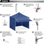 ABCCANOPY 10x10 Pop up Canopy Tent with Sidewalls - Easy up Canopies with Awning, Outdoor Tents for Parties, Market, Commercial Events, Navy Blue