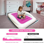 Inflatable Kids Travel Bed Toddler Air Mattress Set,Portable Blow Up Mattress Sleeping Bed Cot with Bed Rails and Electric Pump Ideal for Road Trip