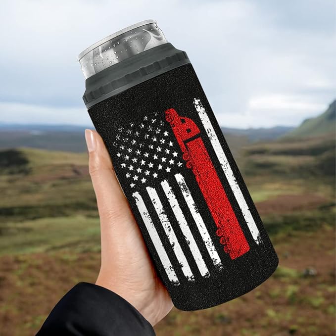 winorax Truck Driver Gifts Trucker Tumbler 4-in-1 Can Cooler American Flag Design 12oz Stainless Steel Insulated Tumblers Coffee Travel Mug Cup With Lid For Dad Truck Lovers Drivers Truckers Driver