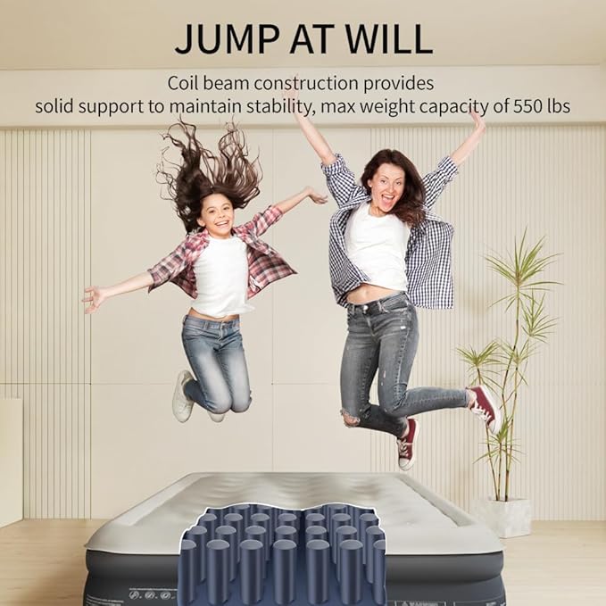 Twin Air Mattress with Built-in Pump,Fast & Easy Inflation/Deflation Inflatable Mattress, Foldable Blow Up Mattress with Storage Bag, Inflatable Bed for Home, Camping & Guests,16"/550lbs Max
