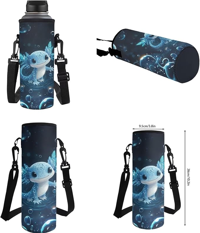 Axolotl Backpack and Lunch Box Blue Bookbag Lightweight Casual Bookbag and Lunch Box Set for Boys 4 Pcs Boys School Backpack 10-12 Years Old for Daypack Hiking Outdoor Travel