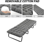 Adult Camping Cot - 220 lbs Capacity, Folding Bed with Mattress, Portable Compact for Indoor/Outdoor/Home/Travel