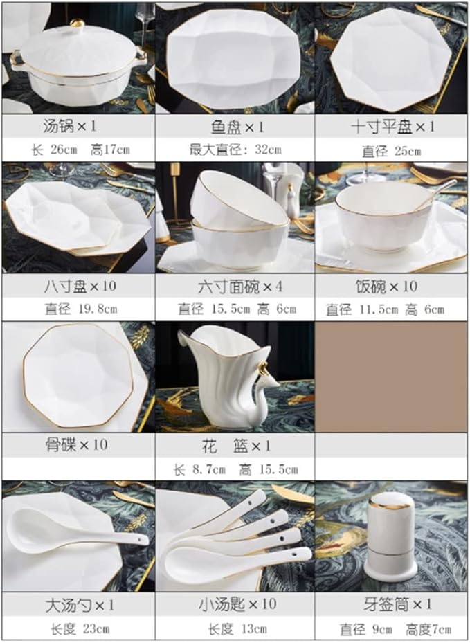 European Kitchenware Tableware 56 Piece Dish Ceramic Set Tableware Set