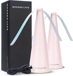 Fly Fans for Tables by Modern Lyfe - AA Battery & USB Powered - Fly Swatter Outdoor Camping Accessory Or for Food at Parties, Restaurants & Picnics, Bug Fan, Spinner Keeps Flies Away (2 Pack - Pink)