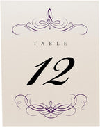 Decadent Flourish Wedding Table Numbers (Select Color/Quantity), Champagne, Eggplant, 1-50, Double Sided, Tent or Use in a Stand, Great for Parties & Restaurants