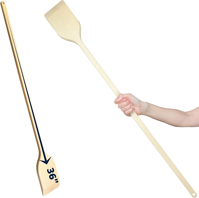 36-in Beech Heavy Duty Wooden Mixing Paddle - Made in Ukraine - Handle Long Stir for Cooking Cajun Crawfish Boil and Brewing Beer - Stirring Spatula for Brewing Mixing Grill Camping in Big Stock Pots