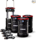 Eveready Collapsible Rechargeable Lanterns, 300 Lumens, USB Rechargeable Lantern, Outdoor and Camp Lantern, Micro-USB Charging Cable Included, 4 Count