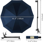 UPF 50+ Beach Umbrella with Adjustable Universal Clamp