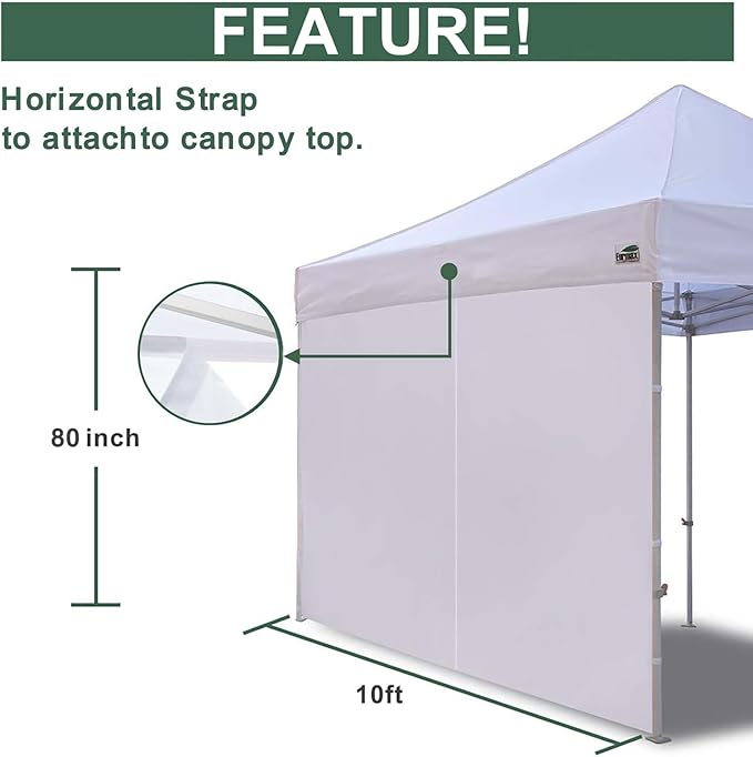 Eurmax USA 10FT Instant Canopy SunWall with Middle Zipper, Removeable Sidewall for Pop Up Canopy Tent,1 Pack Wall Only (Orange)