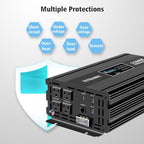 2500W Pure Sine Wave Inverter 12V DC to 120V AC, with164ft Wireless Remote & Dual USB/Type-C Fast Charging for RV, Home Emergency, Off-Grid Solar, Upgraded of 2000 watt Inverter