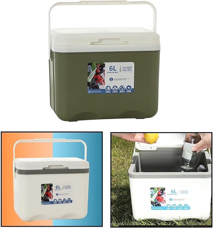 Cooler Box Ice Box 6L Personal with Handle for Freeze/Hot Food Ice Chest Small Insulated Box for Beach Camping Stall Outdoor
