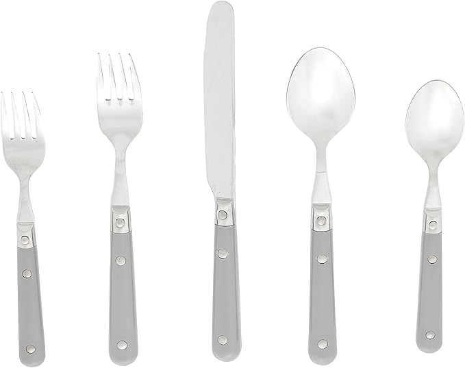 Ginkgo International Le Prix Stainless Steel Dishwasher-safe 30piece flatware set, Service for 6, Grey (22719)
