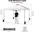 10x10 FT Pop Up Canopy, Easy Up Canopy Tent for Outdoor Patio, Backyard Parties Camping & Beach, Heavy Duty Instant Canopies with 1-Button Setup, 3 Adjustable Heights, UPF 50+ & Wheeled Bag