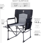 EVER ADVANCED Camping Directors' Chair with Side Table, Portable Folding with Compact Size, Heavy Duty Lawn Chair with Pocket for Camping, Lawn, Sports and Fishing, 400lbs, Black 2 Pack