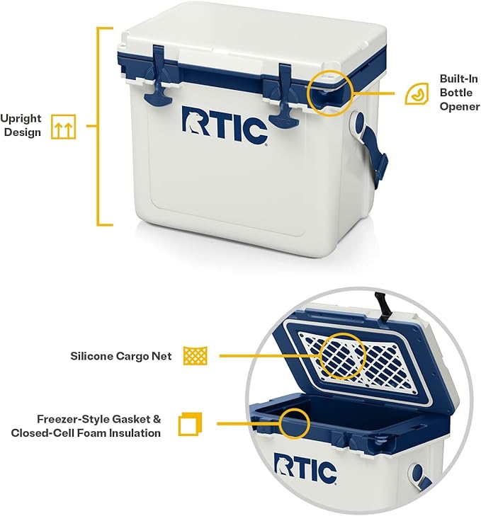 RTIC Ultra-Light 22 Quart Hard Cooler Insulated Portable Ice Chest Box for Drink, Beverage, Beach, Camping, Picnic, Fishing, Boat, Barbecue, 30% Lighter Than Rotomolded Coolers