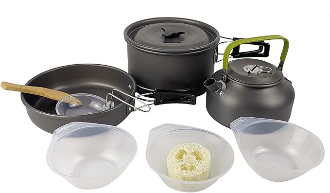 Outdoor Kitchen Utensils Set 9 Pcs Camping Hiking Cookware Portable Picnic Tableware Tourism Supplies Kit with Accessories Combination