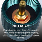 Propane to Butane Adapter Camping Stove Adapter Gas Converter 16 oz Propane Tank Input EN417 Valve Output Camp Fuel Refill Adapter for Outdoor Backpack Hiking (Dark Green X 1 Pack)