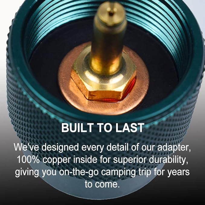 Propane to Butane Adapter Camping Stove Adapter Gas Converter 16 oz Propane Tank Input EN417 Valve Output Camp Fuel Refill Adapter for Outdoor Backpack Hiking (Dark Green X 1 Pack)