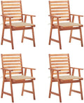 Patio Dining Chairs,Outdoor Chairs,Coffee Chair,Study Chair,Bistro Chair,Fishing Chairs,Camp Chair,Garden Chairs,for Deck, poolside,Camping,Beach,Campsite, 4 pcs with Cushions Solid Acacia Wood