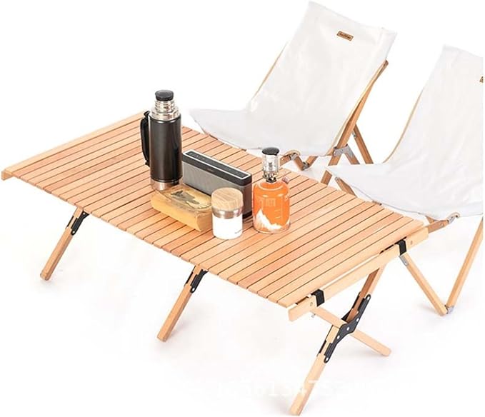 Folding Dining Table Outdoor Picnic Barbecue Tours Tableware Table for Camping Folding Egg Roll Table Portable Foldable Wood Table (Color : 60x60x43CM-02)