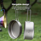 Boundless Voyage Outdoor Titanium Pot with Pan Set with Collapsible Folding Handle for Outdoor Camping Cooking Hiking Backpacking Portable Cookware