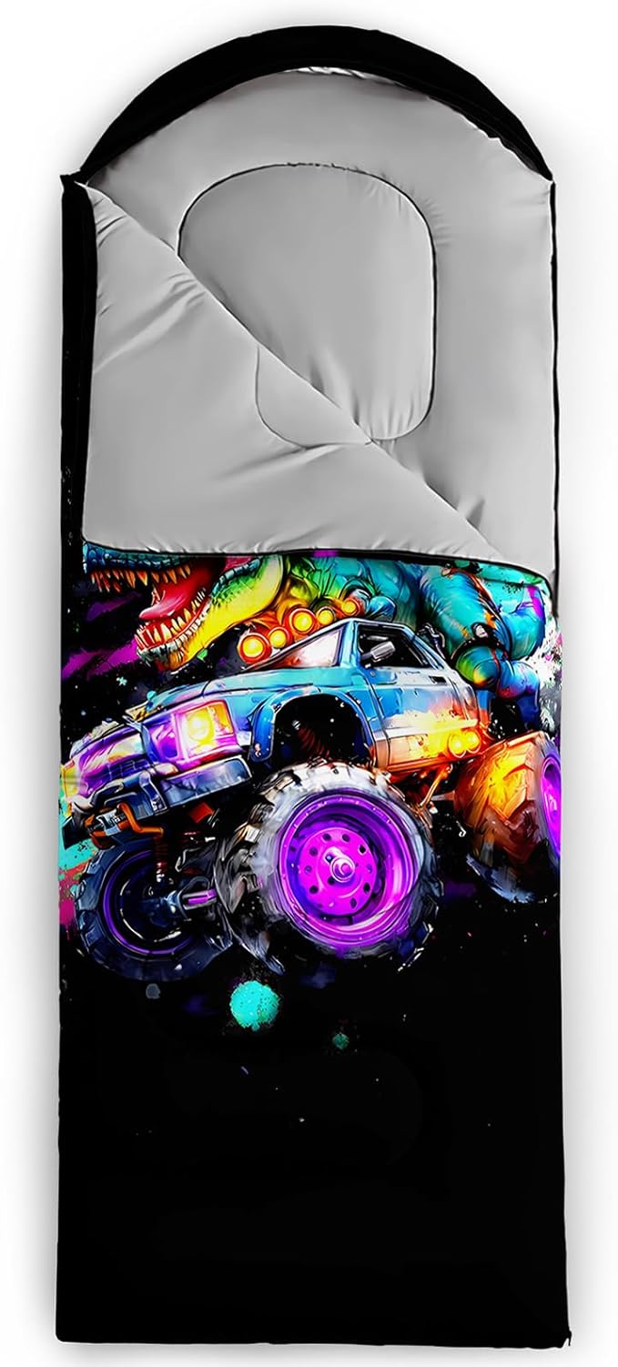 AILONEN Sports Basketball Sleeping Bag for Kids Boys,Warm and Cool Weather,Lightweight,Waterproof Backpacking,3D Galaxy Ball Print Sleeping Bag for Camping