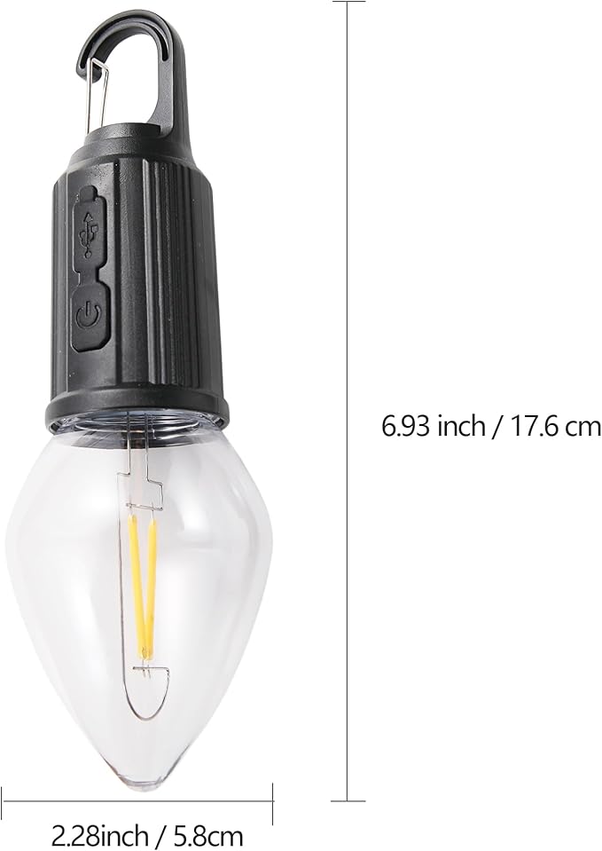 2Pack Rechargeable Camping Light for Tents,Portable LED Camping Lanterns Bulbs,3 Lighting Modes Hanging Camping Lamp for Emergency,Fishing,Hiking,Backpacking,Power Outages,Camping Essentials