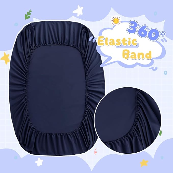 2 Pack Kids Air Mattress Fitted Sheet Only Compatible with Intex Cozy Kidz, Navy Toddler Inflatable Mattress Sheets for Travel Camping Airbed & Sleepover Party