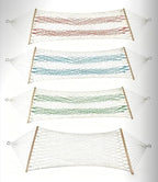 Hammocks Double Rope Hammock,Portable HandwovenTraditional Cotton Rope1 Person Hammock,with Spreader Bar,for Suitable for Patio, Beach, Garden(Blue)
