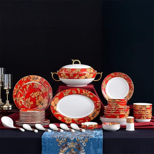 52 Medium Tableware Bone China Dish and Plate Set