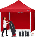 ABCCANOPY Easy Pop Up Canopy Tent with Sidewalls 10x10 Commercial -Series, Red