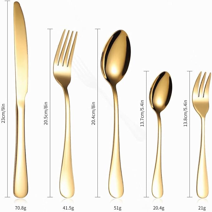 Flatware Sets Full Tableware Stainless Steel Cutlery Dinner Set Complete Gold Cutlery Set Fork Spoons Knives Golden Dinnerware Set Dropshiping Stainless Steel Decoration