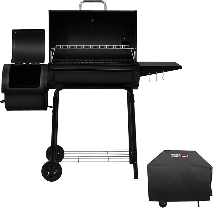Royal Gourmet CC1830SC Charcoal Grill Offset Smoker with Cover, 811 Square Inches, Black, Outdoor Camping