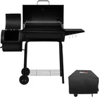 Royal Gourmet CC1830SC Charcoal Grill Offset Smoker with Cover, 811 Square Inches, Black, Outdoor Camping