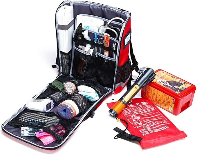 First Aid Kit Package Postpartum Visit Package, Community Care Backpack, Multifunctional Emergency Care Package for Home, Workplace, Travel, Camping, Hiking(Red)