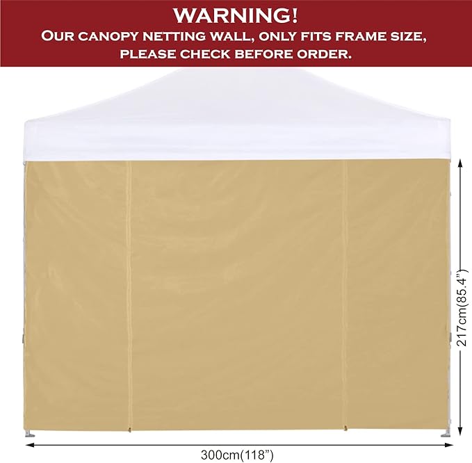 COOSHADE Instant SunWall 10x10 SideWall for Pop Up Canopy Tent, 1 Pack Door Wall Only, Beige